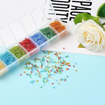 3500Pcs 7 Colors 12/0 Glass Round Seed Beads SEED-YW0001-20-1