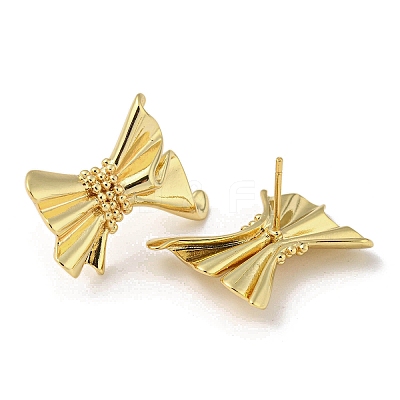 Bowknot Rack Plating Brass Stud Earrings EJEW-F331-31G-1