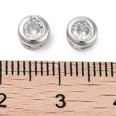 Brass with Single Cubic Zirconia Slide Charms KK-C051-27P-01-1