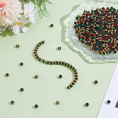 Opaque Resin Stripe Beads RESI-HY0001-31A-1