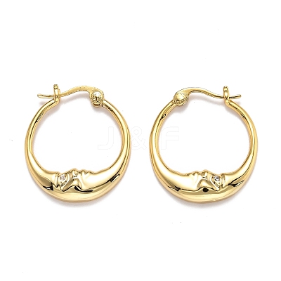 Brass Micro Pave Clear Cubic Zirconia Hoop Earrings EJEW-J101-28G-1