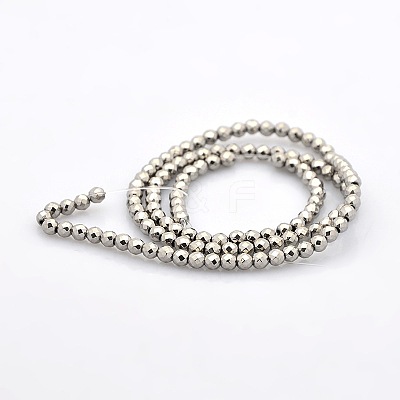 Electroplate Faceted Round Non-magnetic Synthetic Hematite Beads Strands G-P061-58-1