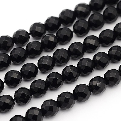 Natural Black Onyx Beads Strands GSF8mmC097-1