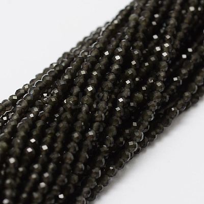 Natural Obsidian Bead Strands G-P270-2mm-28-1