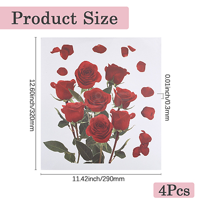 Rose PVC Self Adhesive Decorative Stickers DIY-WH20031-045-1