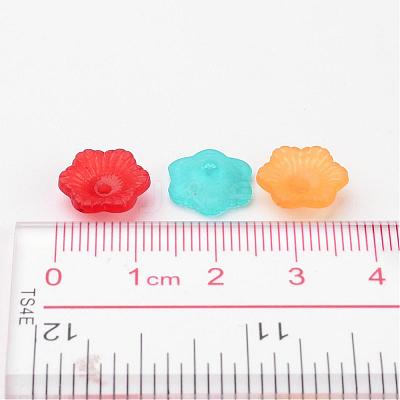 Mixed Frosted Flower Shaped Transparent Acrylic Bead Caps X-PAF087Y-1
