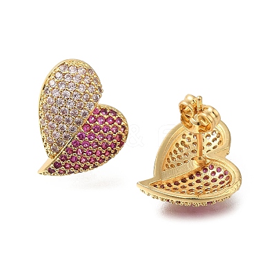 Brass Pave Cubic Zirconia Stud Earrings EJEW-M088-06G-05-1