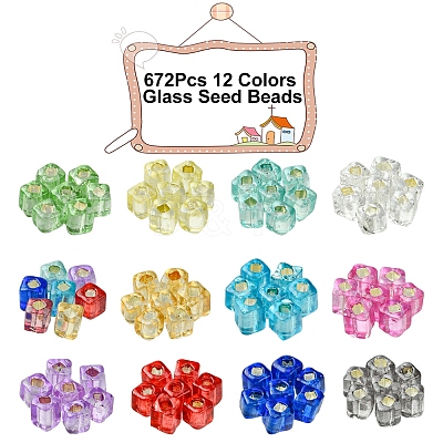 672Pcs 12 Colors Glass Seed Beads SEED-FS0001-24-1