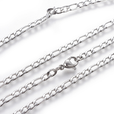 Non-Tarnish 304 Stainless Steel Figaro Chain Necklaces NJEW-E143-12P-1