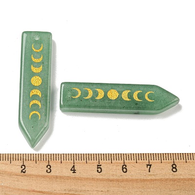 Natural Green Aventurine Moon Phase Pendants G-C145-01F-1