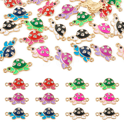 24Pcs 6 Colors Alloy Enamel Connector Charms ENAM-TA0001-58-1