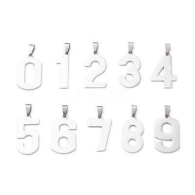 10Pcs 10 Style 201 Stainless Steel Pendants STAS-UN0024-98-1