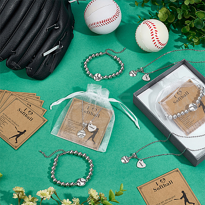 Alloy CCB Plastic Bead Baseball Link Bracelets HJEW-PH02411-1