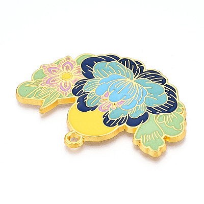 Rack Plating Alloy Enamel Big Pendants ENAM-N056-395D-G-1