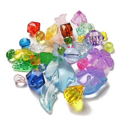 Transparent Frosted Acrylic Beads OACR-H039-06-1