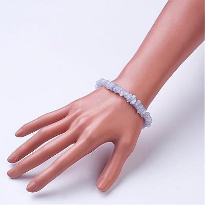 Natural  Blue Lace Agate Beaded Stretch Bracelets BJEW-JB02683-01-1
