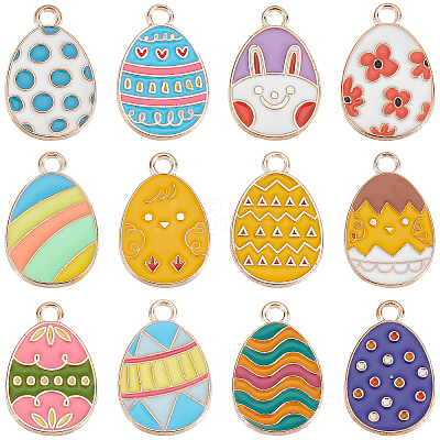 48Pcs 12 Style Alloy Enamel Pendants ENAM-SC0002-99-1