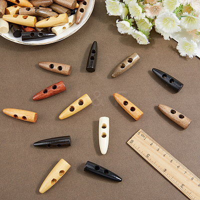 48Pcs 8 Colors 2-Hole Wood Buttons WOOD-GF0002-35A-1