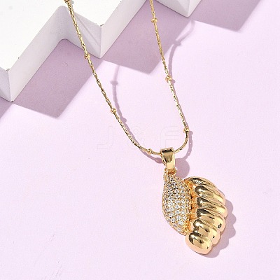 304 Stainless Steel Micro Pave Clear Cubic Zirconia Pendant Necklaces for Women LS-NJEW-Z103-01G-03-1