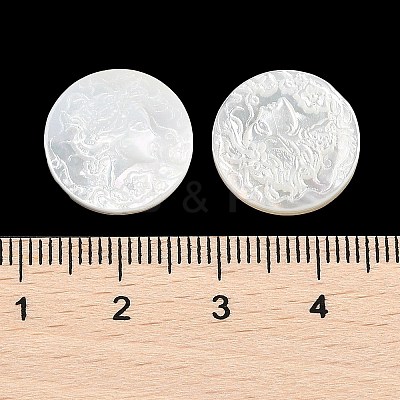 Natural White Shell Carved Cabochons SSHEL-I026-03A-02-1