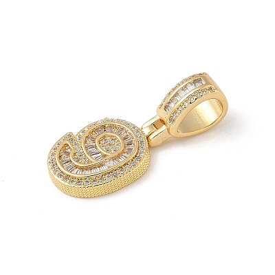 Brass Clear Cubic Zirconia European Dangle Charms LS-KK-R003-01G-09-1