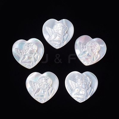 Natural White Shell Cabochons SSHEL-D083-01-1