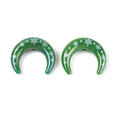 Christmas UV Plating Printed Opaque Acrylic Beads MACR-N018-07C-1