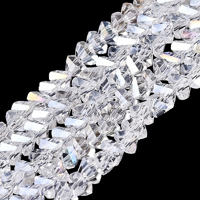 Electroplate Transparent Glass Beads Strands EGLA-Q139-01A-A01-1