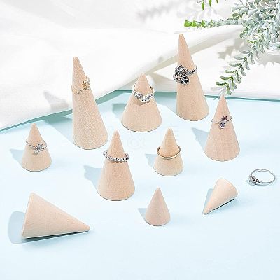 10Pcs 5 Style Wooden Ring Displays RDIS-FG0001-18-1