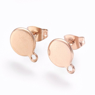 Ion Plating(IP) 304 Stainless Steel Stud Earring Findings STAS-G178-02RG-8mm-1