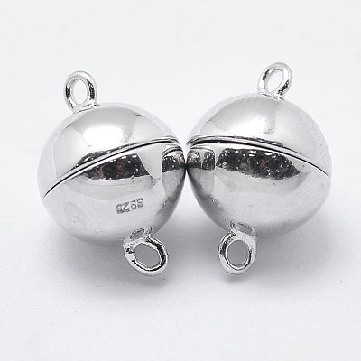 Anti-Tarnish Rhodium Plated 925 Sterling Silver Magnetic Clasps X-STER-F037-098P-8mm-1