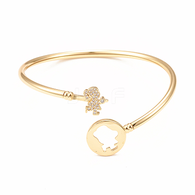 Rack Plating Brass Micro Pave Cubic Zirconia Bangles BJEW-E071-16G-02-1