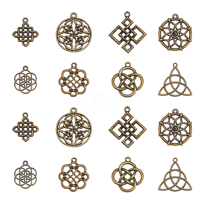 48Pcs 8 Style Tibetan Style Alloy Pendants TIBE-PH0001-19AB-1