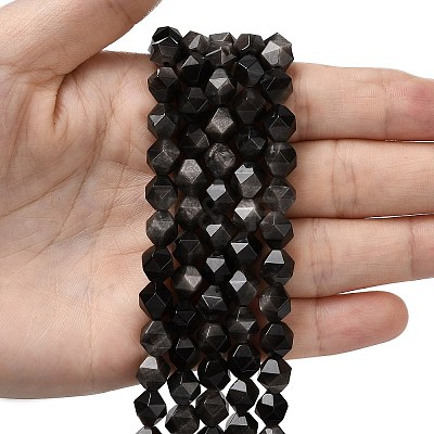 Natural Silver Obsidian Beads Strands G-Z119-A11-02-1