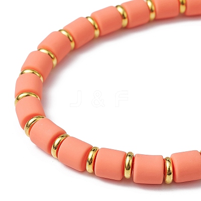 Polymer Clay Column Beaded Stretch Bracelets BJEW-JB09756-1