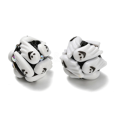 Halloween Theme Polymer Clay Rhinestone Beads with Resin RESI-Z045-02A-01-1
