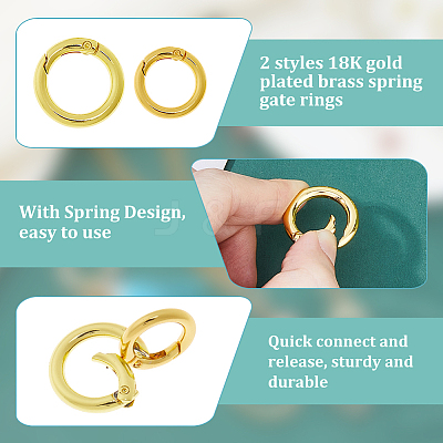 8Pcs 2 Styles Rack Plating Brass Spring Gate Rings KK-HS0001-69-1