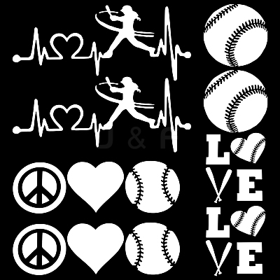 8 Sheets 4 Style Heart & Tennis Pattern Laser Style PET Waterproof Self-Adhesive Stickers STIC-GF0001-02B-1