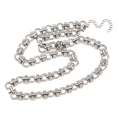 8MM 304 Stainless Steel Twisted Ring Link Chain Necklaces NJEW-Z105-04P-04-1