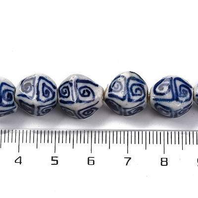 Handmade Blue and White Porcelain Beads Strands PORC-I027-07-1