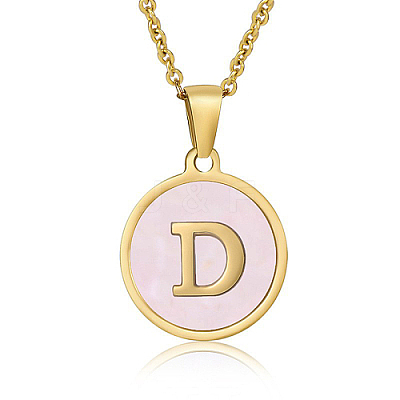 Natural Shell Initial Letter Pendant Necklace LE4192-17-1