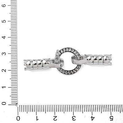 Ring Brass Micro Pave Clear Cubic Zirconia Fold Over Clasps KK-Z143-12P-1
