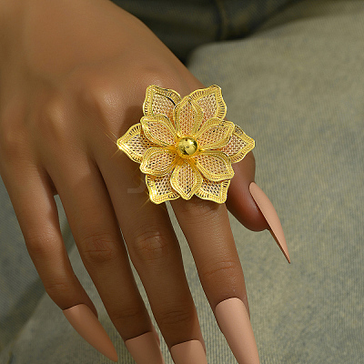 Iron Hollow Flower Cuff Rings NM9371-1