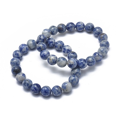 Natural Blue Spot Jasper Bead Stretch Bracelets BJEW-K212-B-039-1