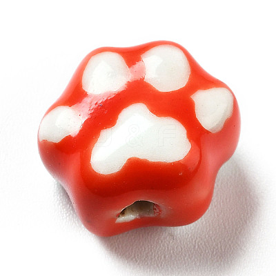 Handmade Printed Porcelain Beads X1-PORC-F005-02C-1