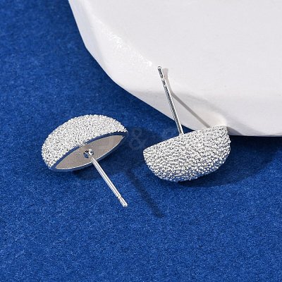 Brass Textured Stud Earrings EJEW-A143-02A-S-1