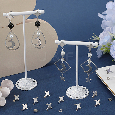60Pcs Star Shape 201 Stainless Steel Stud Earrings Findings STAS-SC0007-96-1