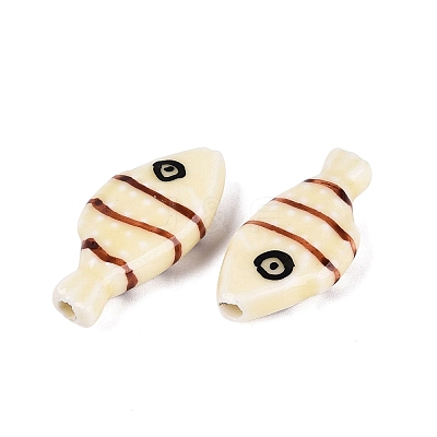 Hand Painted Fish Shaped Porcelain Beads PORC-N013-06I-1