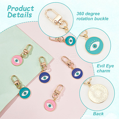 6Pcs Alloy Enamel Keychain HJEW-AR0001-07-1