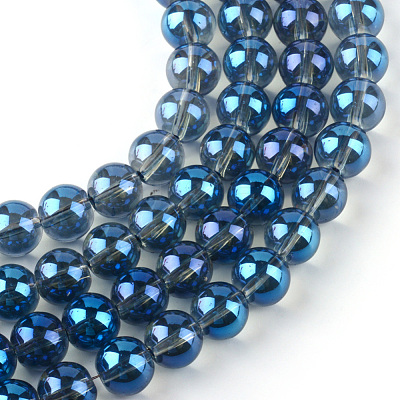 Electroplate Glass Beads Strands X-EGLA-Q062-8mm-A14-1